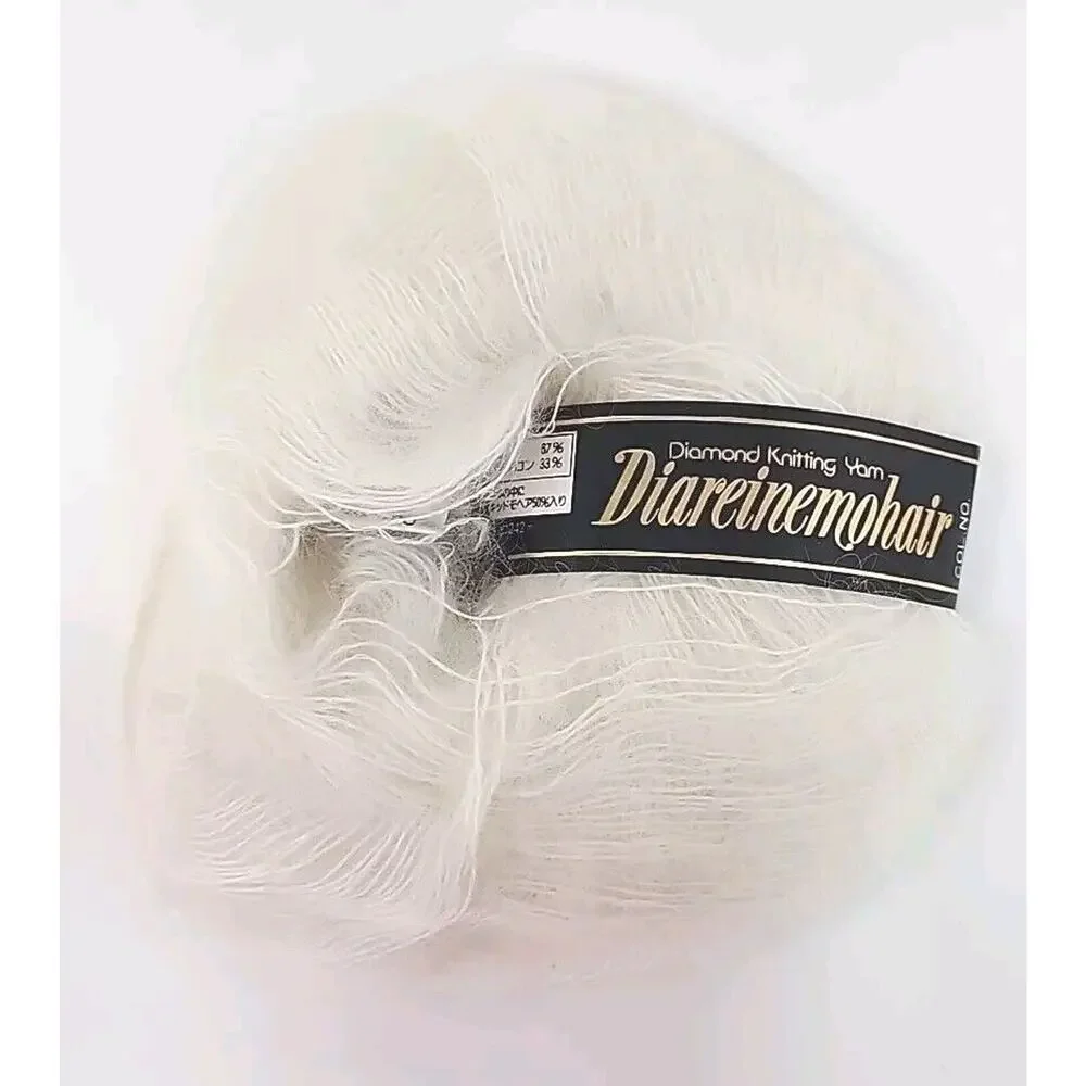 Diacharelle Diamond Knitting Yarn Mohair‎ Wool Color RM 701 White Lot of 10 U325